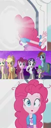 Size: 177x436 | Tagged: safe, derpibooru import, edit, edited screencap, screencap, applejack, fluttershy, pinkie pie, rainbow dash, rarity, spike, equestria girls, magical mystery cure, rainbow rocks, inverted mouth, pinkie sticks her face into the portal meme