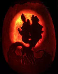 Size: 1816x2320 | Tagged: artist:shaadorian, artist:watermelonrat, derpibooru import, jack-o-lantern, moon, princess luna, pumpkin, safe, solo