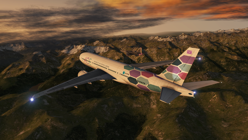 Size: 1920x1080 | Tagged: 3d, aircraft, artist:fadhilpf, b777, crossover, derpibooru import, equestrian airlines, flying, mod, plane, safe