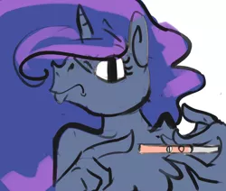 Size: 1000x848 | Tagged: anthro, artist:alumx, derpibooru import, frown, looking at you, lunadoodle, meme, pointing, pregnancy test, pregnancy test meme, princess luna, safe, solo