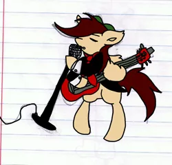 Size: 774x744 | Tagged: safe, artist:candel, derpibooru import, oc, oc:candlelight, unofficial characters only, pony, clothes, guitar, lined paper, singing, suit