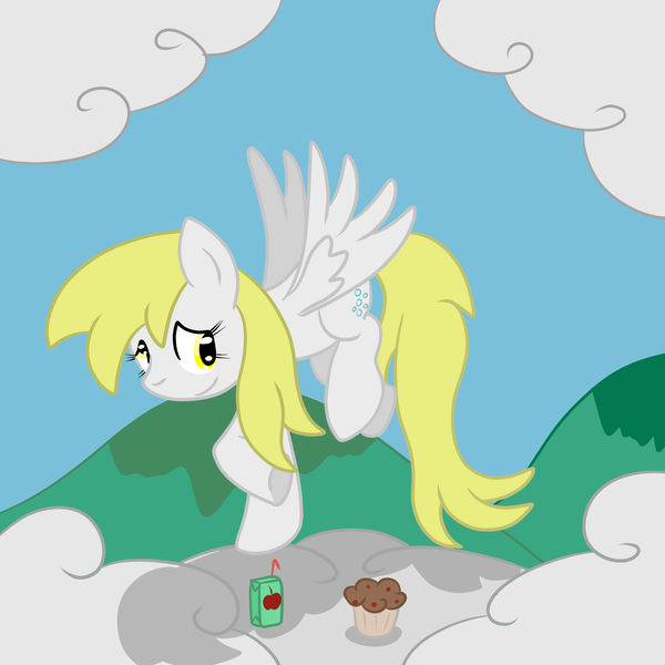 Size: 3000x3000 | Tagged: safe, artist:bigmackintosh, derpibooru import, derpy hooves, pegasus, pony, female, juice box, mare, muffin, ponyville