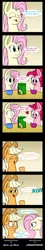 Size: 900x4954 | Tagged: annoyed, applejack, apple jacks, artist:arthur9078, artist:heir-of-rick, bait and switch, bowl, breaking the fourth wall, cereal, comic, dialogue, fluttershy, implied vore, pinkie pie, safe, shrunken pupils