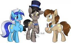 Size: 1388x847 | Tagged: artist:theluckyangel, bowtie, commission, commissioner:alkonium, derpibooru import, doctor who, doctor whooves, minuette, ponified, professor whooves, raggedy doctor, rule 63, safe, sonic screwdriver, the doctoress, time turner