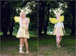 Size: 2696x2000 | Tagged: safe, artist:sewingintherain, derpibooru import, fluttershy, human, clothes, cosplay, costume, irl, irl human, photo, solo