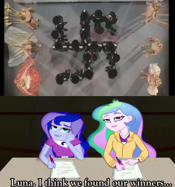 Size: 603x644 | Tagged: suggestive, derpibooru import, princess celestia, princess luna, equestria girls, rainbow rocks, exploitable meme, meme, nazi, principal celestia, springtime for hitler, swastika, the producers, vice principal luna