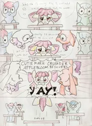 Size: 2542x3465 | Tagged: apple bloom, artist:kriahfox, comic, cutie mark crusaders, derpibooru import, safe, school, scootaloo, sketch, sweetie belle, traditional art