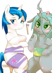 Size: 707x1000 | Tagged: artist:girlieginger, derpibooru import, queen chrysalis, safe, shining armor, twilight sparkle