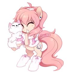 Size: 513x558 | Tagged: safe, artist:tsurime, derpibooru import, oc, oc:cream, oc:pompom merengue, unofficial characters only, cat, pony, earring, female, mare, simple background, solo, transparent background