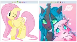 Size: 514x278 | Tagged: derpibooru, derpibooru import, exploitable meme, fluttershy, juxtaposition, juxtaposition win, meme, meta, queen chrysalis, safe