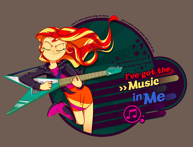 Size: 1050x800 | Tagged: safe, artist:hydro-king, derpibooru import, sunset shimmer, equestria girls, rainbow rocks, guitar, solo