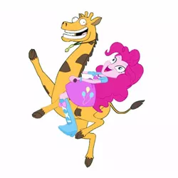 Size: 480x480 | Tagged: safe, derpibooru import, edit, pinkie pie, giraffe, a case for the bass, equestria girls, rainbow rocks, balloon, boots, bracelet, bucking bronco, clothes, faic, family guy, high heel boots, human horse waifu band battle, skirt