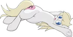 Size: 3942x1998 | Tagged: safe, artist:coinpo, derpibooru import, oc, oc:aryanne, unofficial characters only, pony, back twist, blonde, body pillow, body pillow design, crossed legs, cuddling, female, heart, hips, looking at you, lying down, nazi, on back, snuggling, solo, stretching, swastika, underhoof, yawn