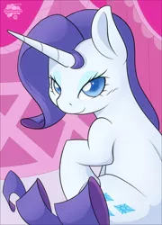 Size: 491x683 | Tagged: artist:skyheavens, derpibooru import, looking at you, rarity, safe, smiling, solo