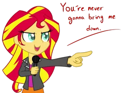 Size: 849x643 | Tagged: safe, artist:puetsua, derpibooru import, sunset shimmer, equestria girls, microphone, solo, wicked