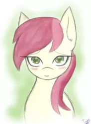 Size: 490x668 | Tagged: safe, artist:taokakabom, derpibooru import, roseluck, blushing, looking at you