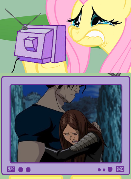 Size: 563x770 | Tagged: derpibooru import, exploitable meme, fluttershy, james howlett, laura kinney, logan, meme, obligatory pony, safe, tv meme, voice actor joke, wolverine, x-23, x-men, x-men evolution