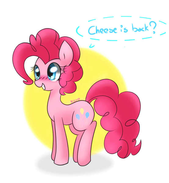 Size: 1573x1705 | Tagged: artist:kero-paw, blushing, derpibooru import, implied cheesepie, pinkie pie, safe, solo