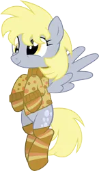 Size: 4361x7533 | Tagged: safe, artist:gladosthepotatopony, derpibooru import, derpy hooves, pegasus, pony, absurd resolution, clothes, cute, derpabetes, female, mare, messy mane, simple background, socks, solo, sweater, transparent background, vector