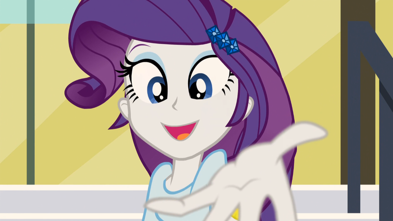 Size: 1366x768 | Tagged: safe, derpibooru import, screencap, rarity, equestria girls, rainbow rocks, hand, image, looking at you, offering hand, png, reaching out, solo, stairs, take my hand