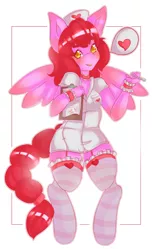 Size: 600x988 | Tagged: anthro, anthro oc, artist:lunathyst, clothes, costume, derpibooru import, heart, nightmare night costume, nurse, oc, oc:sweetcake, pegasus, safe, socks, striped socks, unofficial characters only