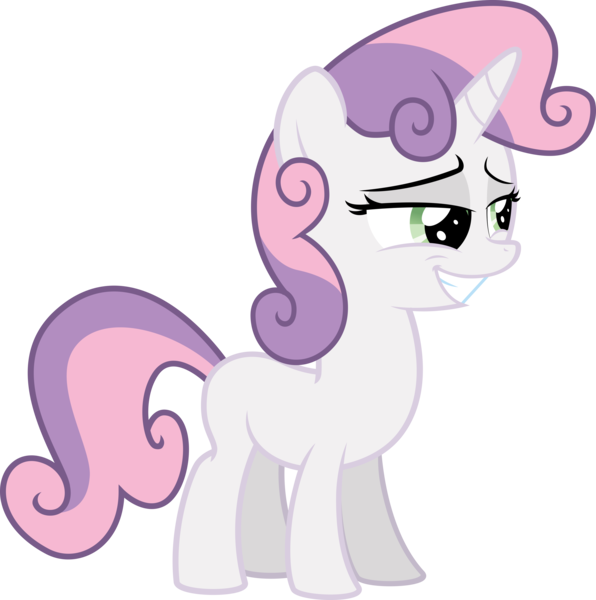 Size: 4963x5000 | Tagged: absurd resolution, artist:apony4u, derpibooru import, grin, juxtaposition bait, safe, simple background, smug, solo, sweetie belle, transparent background, vector