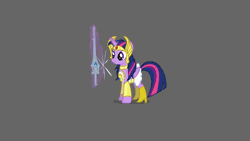 Size: 864x486 | Tagged: safe, artist:khuzang, artist:poison--hearts, derpibooru import, part of a set, derpy hooves, twilight sparkle, twilight sparkle (alicorn), alicorn, pegasus, pony, adorkable, animated, armor, athena sparkle, badass, boots, clothes, cosplay, costume, cute, dork, duo, eyes closed, female, frown, gif, glowing horn, gray background, grin, halloween, high heel boots, i can't believe it's not hasbro studios, magic, mare, mouth hold, muffin, oops, power sword, she-ra, shoes, simple background, smiling, spread wings, sword, telekinesis, warrior twilight sparkle, wide eyes, xk-class end-of-the-world scenario