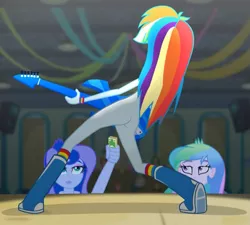 Size: 935x840 | Tagged: suggestive, derpibooru import, edit, edited edit, edited screencap, screencap, princess celestia, princess luna, rainbow dash, equestria girls, rainbow rocks, ass, butt, casual nudity, female, guitar, lesbian, money, nude edit, nudity, practitioner of naturism, principal celestia, shoes only, siblings, sisters, stage, stripper, vice principal luna