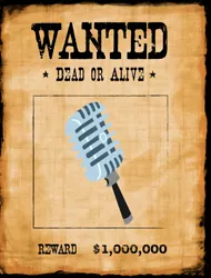 Size: 856x1125 | Tagged: microphone, reward, safe, wanted poster