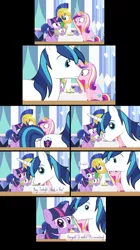 Size: 1416x2528 | Tagged: safe, artist:dm29, derpibooru import, flash sentry, princess cadance, shining armor, spike, twilight sparkle, twilight sparkle (alicorn), alicorn, pony, comic, cupcake, episodes from the crystal empire, female, fourth wall, mare, stare, tea, tumblr