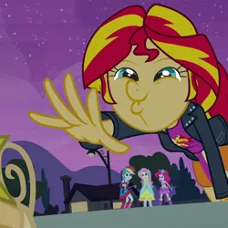 Size: 548x547 | Tagged: safe, derpibooru import, edit, screencap, fluttershy, pinkie pie, rainbow dash, sunset shimmer, equestria girls, crown, dashface, element of magic, exploitable meme, meme, reaching, so awesome, sunset shimmer reaching for things