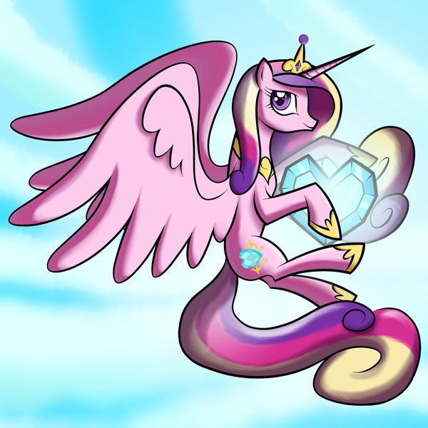 Size: 2400x2400 | Tagged: artist:xain-russell, crystal heart, derpibooru import, princess cadance, safe, solo, spread wings