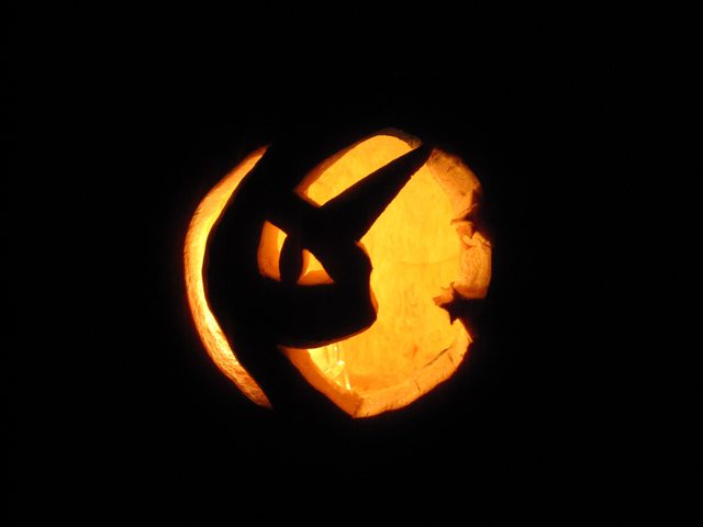 Size: 640x480 | Tagged: artist:jazzytyfighter, derpibooru import, jack-o-lantern, nightmare moon, pumpkin, safe, solo