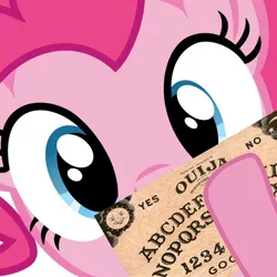 Size: 894x894 | Tagged: derpibooru import, ouija, pinkie pie, safe, solo, this will end in tears and/or death