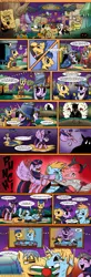 Size: 1024x3111 | Tagged: safe, artist:gray--day, derpibooru import, doctor whooves, flash sentry, fluttershy, lord tirek, pinkie pie, rainbow dash, time turner, twilight sparkle, twilight sparkle (alicorn), oc, oc:harmony star, alicorn, pony, alicorn oc, clothes, comic, costume, female, fez, flashlight, harley quinn, hat, male, nightmare night, shadowbolt dash, shadowbolts costume, shipping, straight, twimony