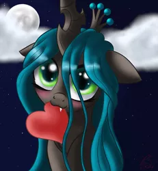 Size: 1500x1625 | Tagged: artist:jonnysalami, artist:kp-shadowsquirrel, changeling, changeling queen, derpibooru import, female, heart, queen chrysalis, safe, solo