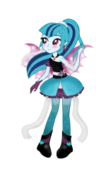 Size: 600x1000 | Tagged: safe, artist:iriskaart, derpibooru import, sonata dusk, equestria girls, rainbow rocks, alternate costumes, blushing, cute, elf ears, fin wings, smiling, solo, sonatabetes, wings