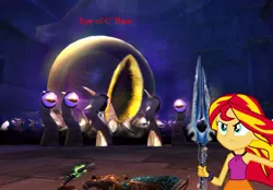 Size: 1000x695 | Tagged: safe, derpibooru import, edit, screencap, sunset shimmer, equestria girls, rainbow rocks, warcraft, world of warcraft