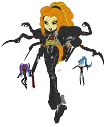 Size: 2359x2764 | Tagged: safe, artist:e-e-r, derpibooru import, adagio dazzle, aria blaze, sonata dusk, equestria girls, crossover, konami, metal gear, metal gear solid 4, psycho mantis, puppet, screaming mantis, simple background, the dazzlings, the sorrow, transparent background