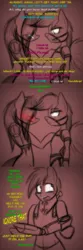 Size: 561x1692 | Tagged: suggestive, artist:lil miss jay, derpibooru import, applejack, big macintosh, rainbow dash, anthro, unguligrade anthro, ask lil miss rarity, aj the huntress, amputee, bridle, clothes, comic, eyeliner, lingerie, prosthetic leg, prosthetic limb, prosthetics, saddle, saddledash, tack, tumblr