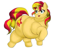 Size: 1040x869 | Tagged: safe, artist:mad'n evil, derpibooru import, sunset shimmer, pony, unicorn, equestria girls, double chin, expansion, fat, female, mare, slobset shimmer, solo, weight gain