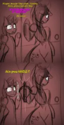 Size: 622x1210 | Tagged: semi-grimdark, artist:lil miss jay, derpibooru import, applejack, sweetie belle, anthro, unguligrade anthro, ask lil miss rarity, aj the huntress, amputee, clothes, comic, crossbow, prosthetic leg, prosthetic limb, prosthetics, slasher belle, tumblr