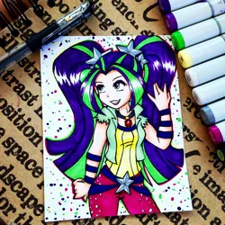 Size: 2204x2204 | Tagged: safe, artist:gummigator, derpibooru import, aria blaze, equestria girls, rainbow rocks, marker, marker drawing, photo, solo, traditional art