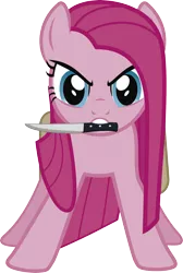 Size: 4652x6904 | Tagged: safe, artist:j5a4, derpibooru import, pinkie pie, earth pony, pony, absurd resolution, female, knife, mare, pinkamena diane pie, saddle bag, simple background, solo, transparent background