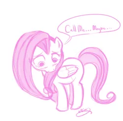 Size: 563x554 | Tagged: artist:bunnimation, blushing, call me maybe, derpibooru import, fluttershy, monochrome, safe, sketch, solo
