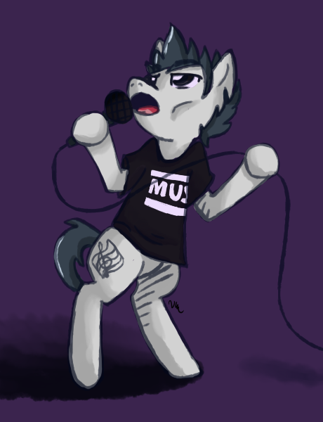 Size: 460x600 | Tagged: safe, artist:destroymuse, derpibooru import, ponified, pony, band, bipedal, microphone, muse, singing, solo