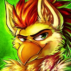 Size: 500x500 | Tagged: safe, artist:canictricity, derpibooru import, oc, oc:altus sweech, unofficial characters only, gryphon, looking at you, portrait, solo