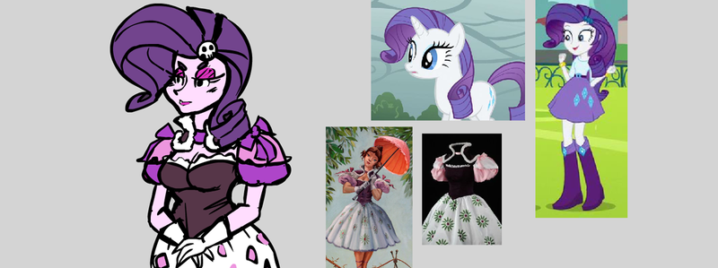 Size: 1238x463 | Tagged: safe, artist:mysteryben, derpibooru import, rarity, equestria girls, disney, eyeshadow, gothic, haunted mansion, humanized, lipstick, makeup, mystery skulls, pink lipstick, ribbon, skull, the haunted mansion