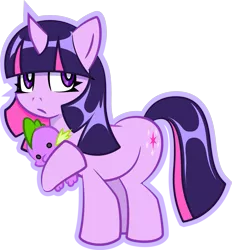 Size: 1029x1108 | Tagged: safe, artist:turbulosus, derpibooru import, spike, twilight sparkle, unicorn, panty and stocking with garterbelt, plushie, solo, style emulation, unicorn twilight