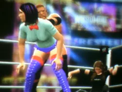 Size: 2048x1536 | Tagged: suggestive, derpibooru import, twilight sparkle, equestria girls, breasts, create-a-wrestler, equestria girls outfit, from behind, picture taken with a potato, stephanie mcmahon, triple h, wrestlemania, wwe, wwe 2k14